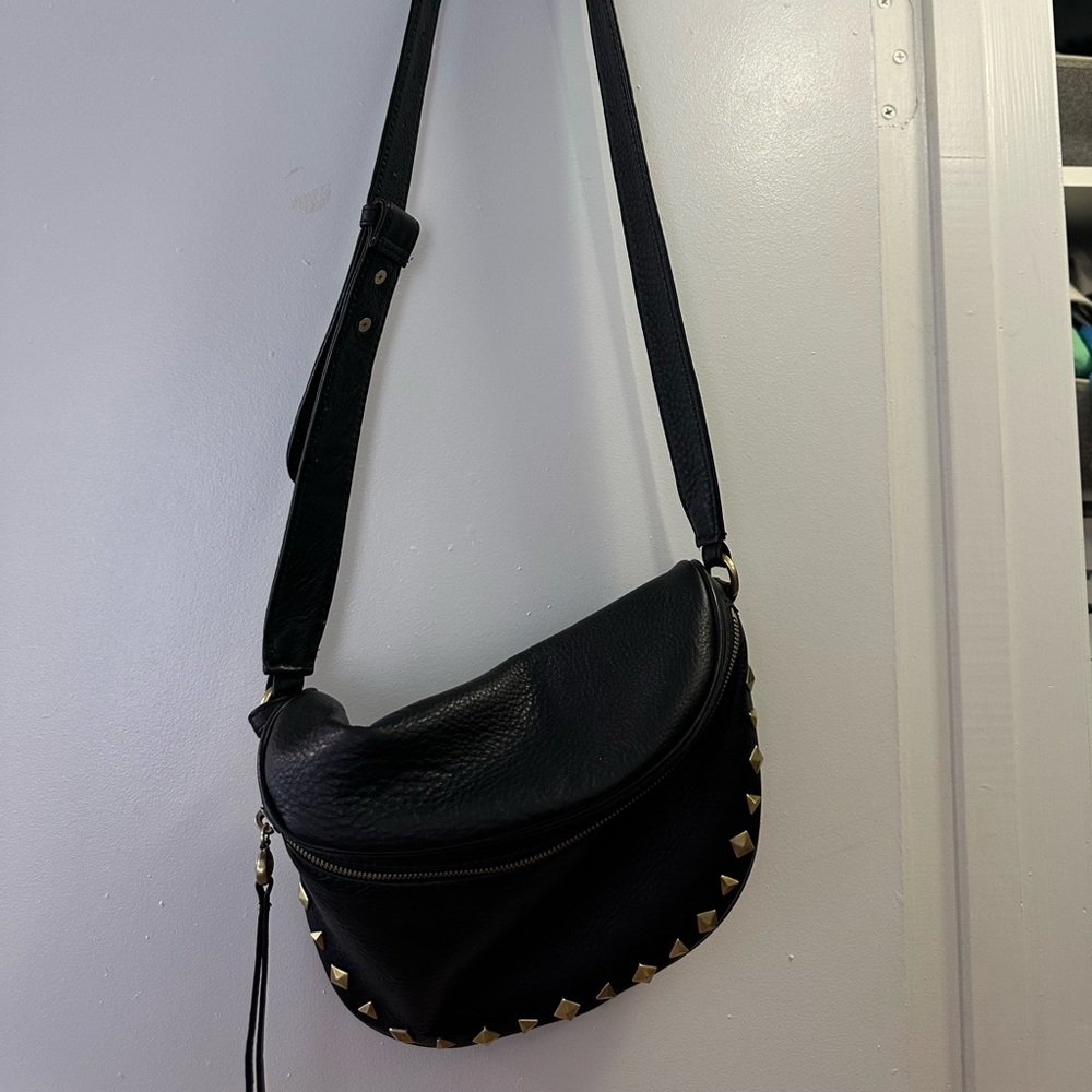 HOBO Juno Belt Bag Black with gold stones.